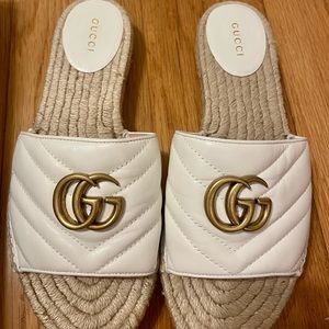 White Gucci Espadrille Slides